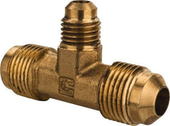 Parker - 3/8 x 3/8 x 1/4" Tube OD, 45° Brass Flared Tube Union Tee - Flare x Flare x Flare Ends - Eagle Tool & Supply