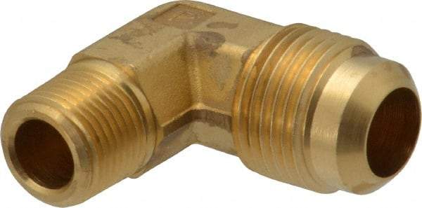 Parker - 5/8" Tube OD, 45° Brass Flared Tube Male Elbow - 3/8-18 NPTF, Flare x MNPTF Ends - Eagle Tool & Supply