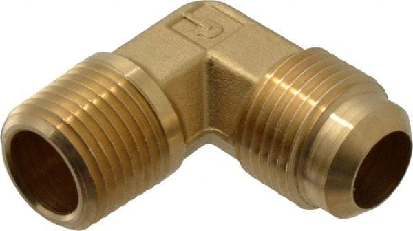 Parker - 5/8" Tube OD, 45° Brass Flared Tube Male Elbow - 1/2-14 NPTF, Flare x MNPTF Ends - Eagle Tool & Supply