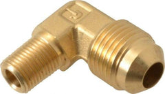 Parker - 3/8" Tube OD, 45° Brass Flared Tube Male Elbow - 1/8-27 NPTF, Flare x MNPTF Ends - Eagle Tool & Supply