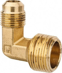 Parker - 1/2" Tube OD, 45° Brass Flared Tube Male Elbow - 3/4-14 NPTF, Flare x MNPTF Ends - Eagle Tool & Supply
