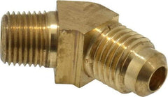 Parker - 1/4" Tube OD, 45° Brass Flared Tube Male 45° Elbow - 1/8-27 NPTF, Flare x MNPTF Ends - Eagle Tool & Supply