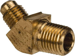 Parker - 1/4" Tube OD, 45° Brass Flared Tube Male 45° Elbow - 1/4-18 NPTF, Flare x MNPTF Ends - Eagle Tool & Supply
