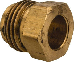 Parker - 3/8" Tube OD, Brass Flared Tube Inverted Piloted Nut - 5/8-18 UNF, Flare Ends - Eagle Tool & Supply