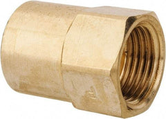 Parker - 3/8" Tube OD, Brass Flared Tube Inverted Female Connector - 1/4-18 NPTF, Flare x FNPTF Ends - Eagle Tool & Supply