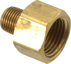 Parker - 3/8" Tube OD, Brass Flared Tube Inverted Male Connector - 1/8-27 NPTF, Flare x MNPTF Ends - Eagle Tool & Supply