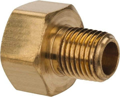 Parker - 1/2" Tube OD, Brass Flared Tube Inverted Male Connector - 1/4-18 NPTF, Flare x MNPTF Ends - Eagle Tool & Supply