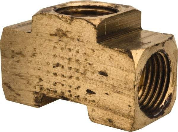 Parker - 1/4" Tube OD, Brass Flared Tube Inverted Union Tee - 7/16-24 UNF, Flare x Flare x Flare Ends - Eagle Tool & Supply