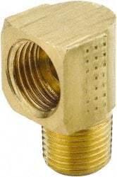 Parker - 3/8" Tube OD, Brass Flared Tube Inverted Male Elbow - 3/8-18 NPTF, Flare x MNPTF Ends - Eagle Tool & Supply