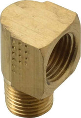 Parker - 1/4" Tube OD, Brass Flared Tube Inverted Male Elbow - 1/8-27 NPTF, Flare x MNPTF Ends - Eagle Tool & Supply