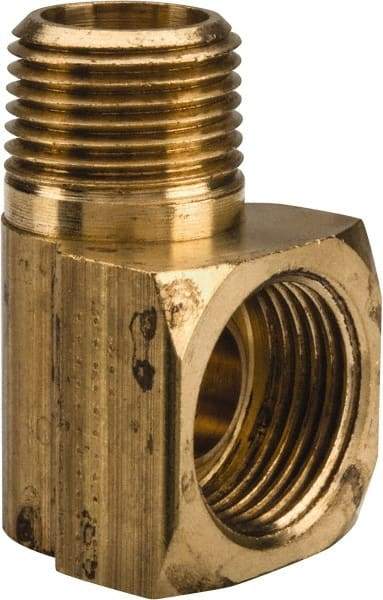Parker - 1/2" Tube OD, Brass Flared Tube Inverted Male Elbow - 3/8-18 NPTF, Flare x MNPTF Ends - Eagle Tool & Supply