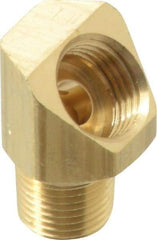 Parker - 1/4" Tube OD, Brass Flared Tube Inverted 45° Elbow - 1/8-27 NPTF, Flare x MNPTF Ends - Eagle Tool & Supply