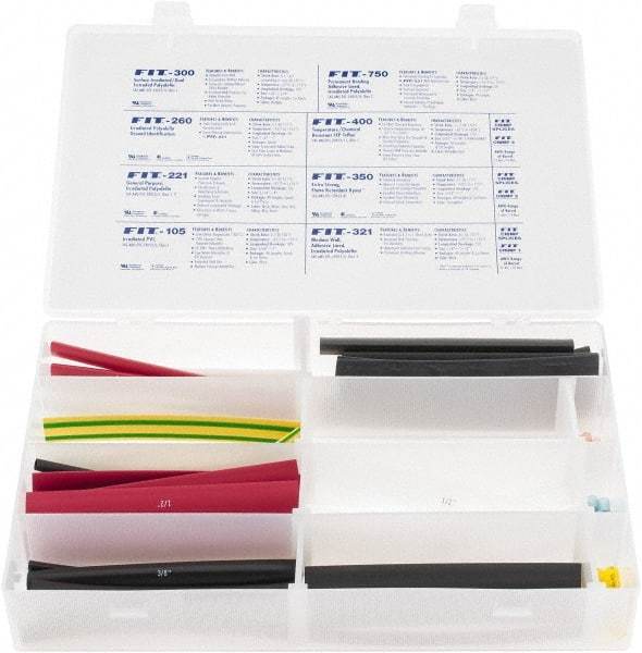 Alpha Wire - 112 Piece, Heat Shrink Electrical Tubing Kit - FEP, Nylon, PVC, PVDF and XLPO - Eagle Tool & Supply