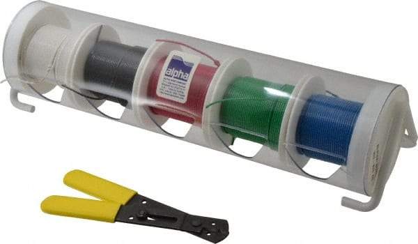 Alpha Wire - 24 AWG, 7 Strand, 500' OAL, Hook Up Wire - Black, Blue, Green, Red & White PVC Jacket, 0.057" Diam - Eagle Tool & Supply