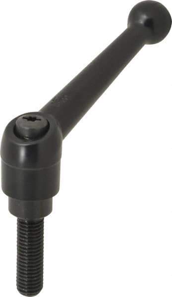 KIPP - M12 x 1.75, 25mm Hub Diam, Zinc Die Cast (Steel Components) Metric Threaded Stud Adjustable Clamping Lever - 40mm Stud Length, 108mm OAL, 67mm High - Eagle Tool & Supply