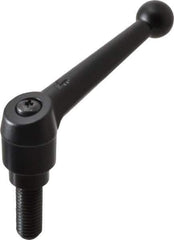 KIPP - 5/8-11, 1.18" Hub Diam, Zinc Die Cast (Steel Components) Threaded Stud Adjustable Clamping Lever - 1.57" Stud Length, 4.96" OAL, 3.11" High - Eagle Tool & Supply