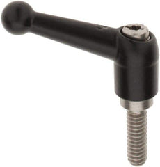 KIPP - 1/4-20, 13mm Hub Diam, Zinc Die Cast (Stainless Steel Components) Threaded Stud Adjustable Clamping Lever - 0.79" Stud Length, 46mm OAL, 32.5mm High - Eagle Tool & Supply