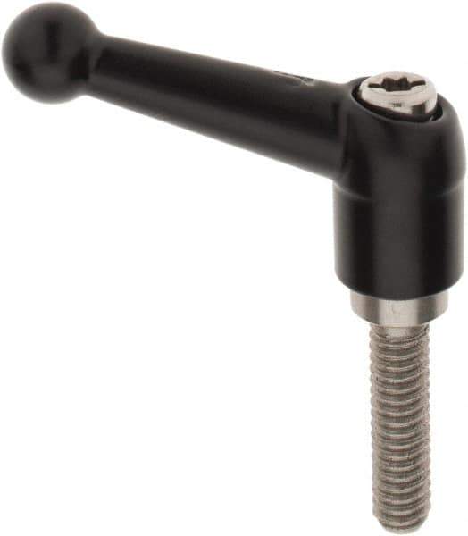 KIPP - 1/4-20, 13mm Hub Diam, Zinc Die Cast (Stainless Steel Components) Threaded Stud Adjustable Clamping Lever - 0.98" Stud Length, 46mm OAL, 32.5mm High - Eagle Tool & Supply