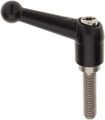 KIPP - 1/4-20, 13mm Hub Diam, Zinc Die Cast (Stainless Steel Components) Threaded Stud Adjustable Clamping Lever - 0.98" Stud Length, 46mm OAL, 32.5mm High - Eagle Tool & Supply