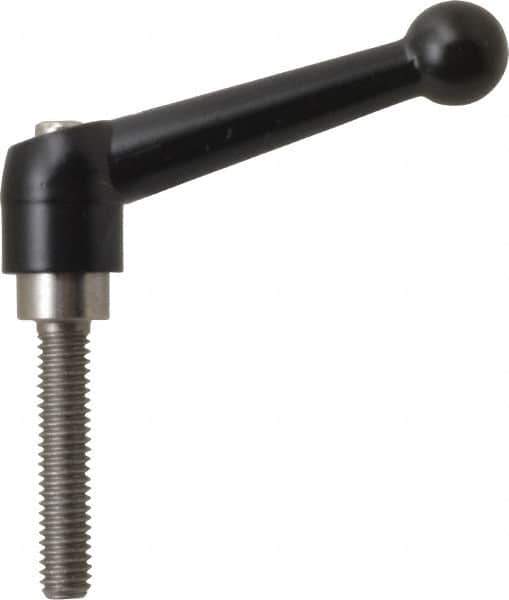 KIPP - 5/16-18, 0.71" Hub Diam, Zinc Die Cast (Stainless Steel Components) Threaded Stud Adjustable Clamping Lever - 1.57" Stud Length, 2.87" OAL, 1.79" High - Eagle Tool & Supply