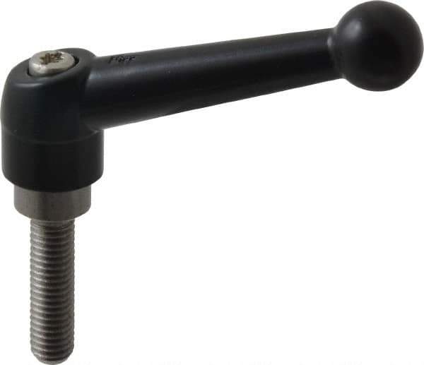 KIPP - M8 x 1.25, 18mm Hub Diam, Zinc Die Cast (Stainless Steel Components) Metric Threaded Stud Adjustable Clamping Lever - 30mm Stud Length, 73mm OAL, 45.5mm High - Eagle Tool & Supply