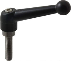 KIPP - M8 x 1.25, 18mm Hub Diam, Zinc Die Cast (Stainless Steel Components) Metric Threaded Stud Adjustable Clamping Lever - 30mm Stud Length, 73mm OAL, 45.5mm High - Eagle Tool & Supply