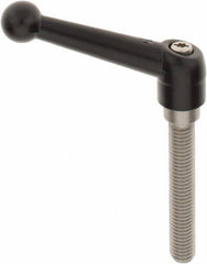 KIPP - M10 x 1.5, 18mm Hub Diam, Zinc Die Cast (Stainless Steel Components) Metric Threaded Stud Adjustable Clamping Lever - 60mm Stud Length, 73mm OAL, 45.5mm High - Eagle Tool & Supply