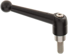 KIPP - 3/8-16, 0.83" Hub Diam, Zinc Die Cast (Stainless Steel Components) Threaded Stud Adjustable Clamping Lever - 0.79" Stud Length, 3.54" OAL, 2.26" High - Eagle Tool & Supply