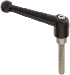 KIPP - 3/8-16, 0.83" Hub Diam, Zinc Die Cast (Stainless Steel Components) Threaded Stud Adjustable Clamping Lever - 1.97" Stud Length, 3.54" OAL, 2.26" High - Eagle Tool & Supply