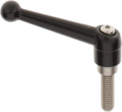 KIPP - 1/2-13, 0.98" Hub Diam, Zinc Die Cast (Stainless Steel Components) Threaded Stud Adjustable Clamping Lever - 1.57" Stud Length, 4-1/4" OAL, 2.64" High - Eagle Tool & Supply