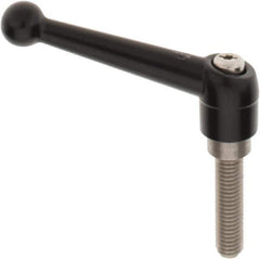 KIPP - 1/2-13, 0.98" Hub Diam, Zinc Die Cast (Stainless Steel Components) Threaded Stud Adjustable Clamping Lever - 1.97" Stud Length, 4-1/4" OAL, 2.64" High - Eagle Tool & Supply