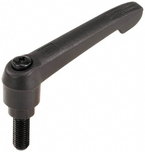 KIPP - 5/8-11, 1.18" Hub Diam, Glass Fiber (Steel Components) Threaded Stud Adjustable Clamping Lever - 1.57" Stud Length, 4.96" OAL, 2.83" High - Eagle Tool & Supply
