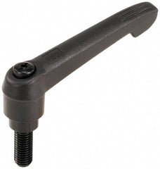 KIPP - 1/2-13, 1.18" Hub Diam, Glass Fiber (Steel Components) Threaded Stud Adjustable Clamping Lever - 1.57" Stud Length, 4.96" OAL, 2.83" High - Eagle Tool & Supply