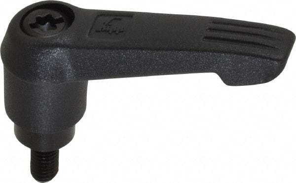 KIPP - #10-32, 0.51" Hub Diam, Glass Fiber (Steel Components) Threaded Stud Adjustable Clamping Lever - 0.39" Stud Length, 1.85" OAL, 1.18" High - Eagle Tool & Supply