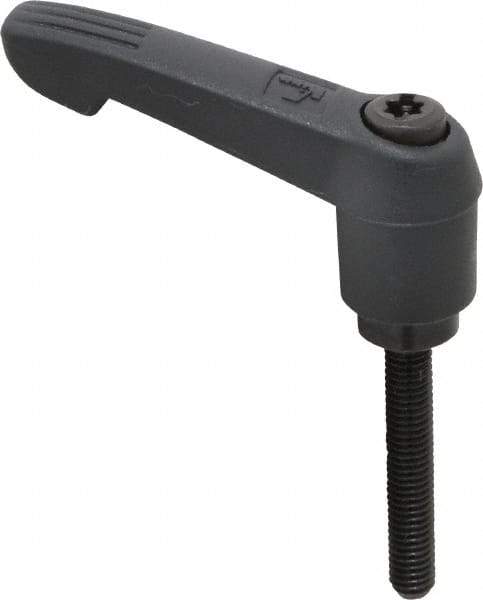 KIPP - #10-32, 0.51" Hub Diam, Glass Fiber (Steel Components) Threaded Stud Adjustable Clamping Lever - 1.18" Stud Length, 1.85" OAL, 1.18" High - Eagle Tool & Supply