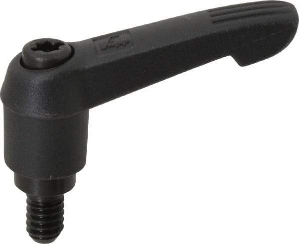 KIPP - 1/4-20, 0.51" Hub Diam, Glass Fiber (Steel Components) Threaded Stud Adjustable Clamping Lever - 0.39" Stud Length, 1.85" OAL, 1.18" High - Eagle Tool & Supply