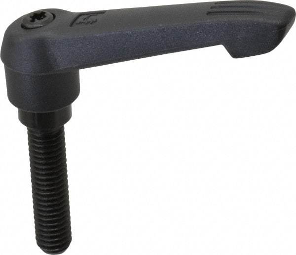 KIPP - 3/8-16, 0.71" Hub Diam, Glass Fiber (Steel Components) Threaded Stud Adjustable Clamping Lever - 1.57" Stud Length, 2.95" OAL, 1.63" High - Eagle Tool & Supply