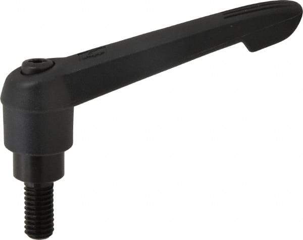 KIPP - 3/8-16, 0.85" Hub Diam, Glass Fiber (Steel Components) Threaded Stud Adjustable Clamping Lever - 0.79" Stud Length, 3.6" OAL, 2.11" High - Eagle Tool & Supply