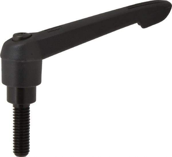 KIPP - 3/8-16, 0.85" Hub Diam, Glass Fiber (Steel Components) Threaded Stud Adjustable Clamping Lever - 1.18" Stud Length, 3.6" OAL, 2.11" High - Eagle Tool & Supply