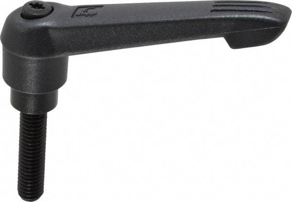 KIPP - 3/8-16, 0.85" Hub Diam, Glass Fiber (Steel Components) Threaded Stud Adjustable Clamping Lever - 1.57" Stud Length, 3.6" OAL, 2.11" High - Eagle Tool & Supply