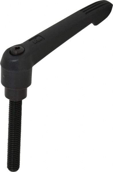 KIPP - 3/8-16, 0.85" Hub Diam, Glass Fiber (Steel Components) Threaded Stud Adjustable Clamping Lever - 2.36" Stud Length, 3.6" OAL, 2.11" High - Eagle Tool & Supply