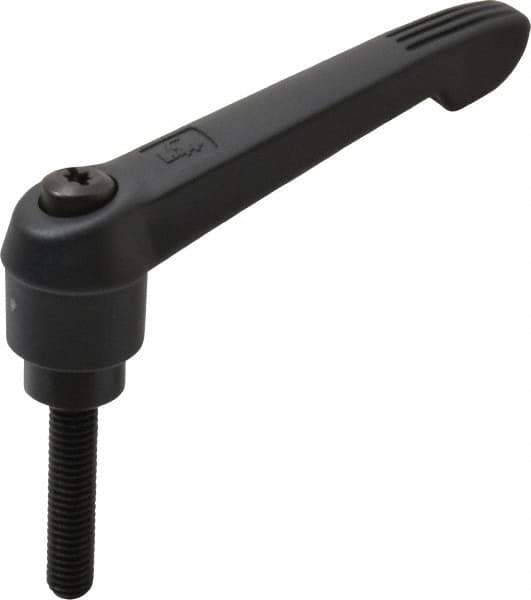KIPP - 3/8-16, 1" Hub Diam, Glass Fiber (Steel Components) Threaded Stud Adjustable Clamping Lever - 1.77" Stud Length, 4.29" OAL, 2.4" High - Eagle Tool & Supply