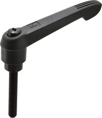 KIPP - 3/8-16, 1" Hub Diam, Glass Fiber (Steel Components) Threaded Stud Adjustable Clamping Lever - 2.36" Stud Length, 4.29" OAL, 2.4" High - Eagle Tool & Supply