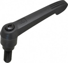 KIPP - 1/2-13, 1" Hub Diam, Glass Fiber (Steel Components) Threaded Stud Adjustable Clamping Lever - 1.18" Stud Length, 4.29" OAL, 2.4" High - Eagle Tool & Supply