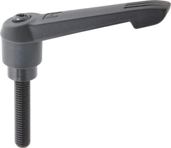 KIPP - 1/2-13, 1.18" Hub Diam, Glass Fiber (Steel Components) Threaded Stud Adjustable Clamping Lever - 2.36" Stud Length, 4.96" OAL, 2.83" High - Eagle Tool & Supply