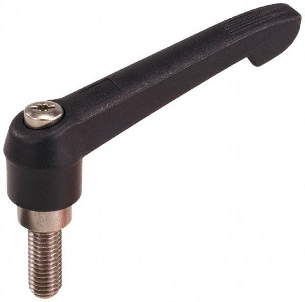 KIPP - 1/2-13, 1" Hub Diam, Glass Fiber (Stainless Steel Components) Threaded Stud Adjustable Clamping Lever - 1.97" Stud Length, 4.29" OAL, 2.4" High - Eagle Tool & Supply