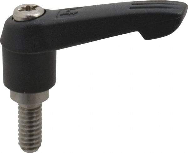 KIPP - 1/4-20, 0.51" Hub Diam, Glass Fiber (Stainless Steel Components) Threaded Stud Adjustable Clamping Lever - 0.59" Stud Length, 1.85" OAL, 1.18" High - Eagle Tool & Supply