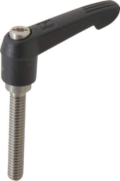 KIPP - 1/4-20, 0.51" Hub Diam, Glass Fiber (Stainless Steel Components) Threaded Stud Adjustable Clamping Lever - 1.57" Stud Length, 1.85" OAL, 1.18" High - Eagle Tool & Supply