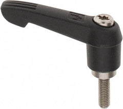 KIPP - M5 x 0.8, 13mm Hub Diam, Glass Fiber (Stainless Steel Components) Metric Threaded Stud Adjustable Clamping Lever - 15mm Stud Length, 47mm OAL, 30mm High - Eagle Tool & Supply