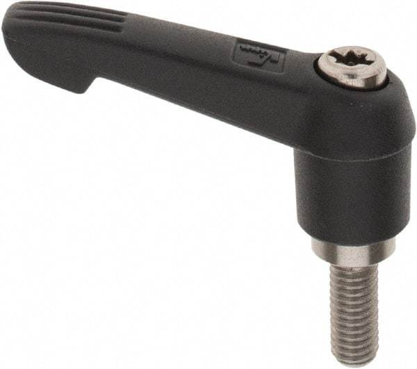 KIPP - M6 x 1.0, 13mm Hub Diam, Glass Fiber (Stainless Steel Components) Metric Threaded Stud Adjustable Clamping Lever - 15mm Stud Length, 47mm OAL, 30mm High - Eagle Tool & Supply